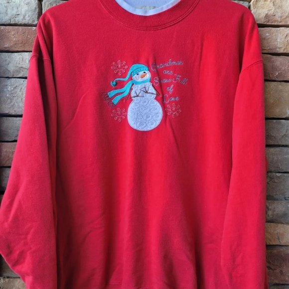 Snowman Sweater Grandmas are Snow Full of Love Sweatshirt Sz L Grandma - Picture 2 of 5